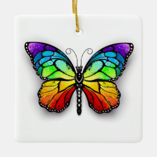 Rainbow butterfly Monarch Julgransprydnad Keramik