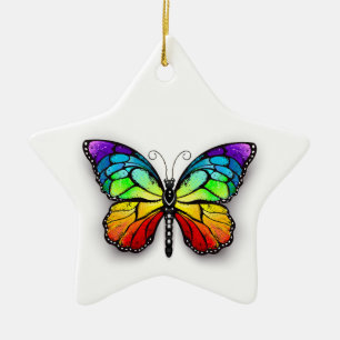 Rainbow butterfly Monarch Julgransprydnad Keramik