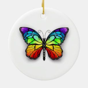 Rainbow butterfly Monarch Julgransprydnad Keramik