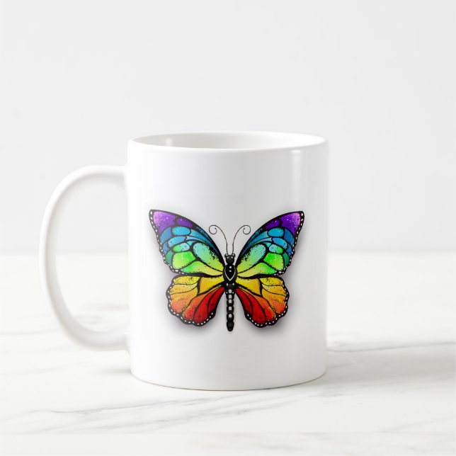 Rainbow butterfly Monarch Kaffemugg (Vänster)