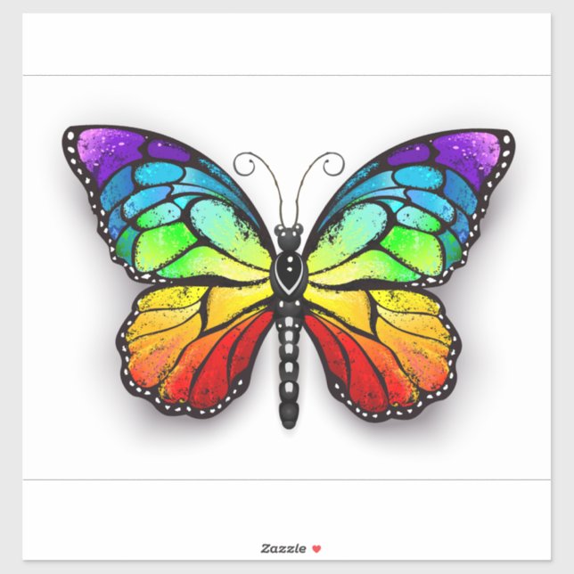 Rainbow butterfly Monarch Klistermärken (Ark)