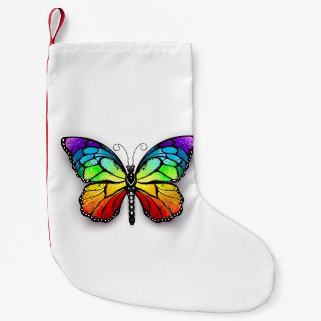 Rainbow butterfly Monarch Liten Julstrumpa (Framsidan)