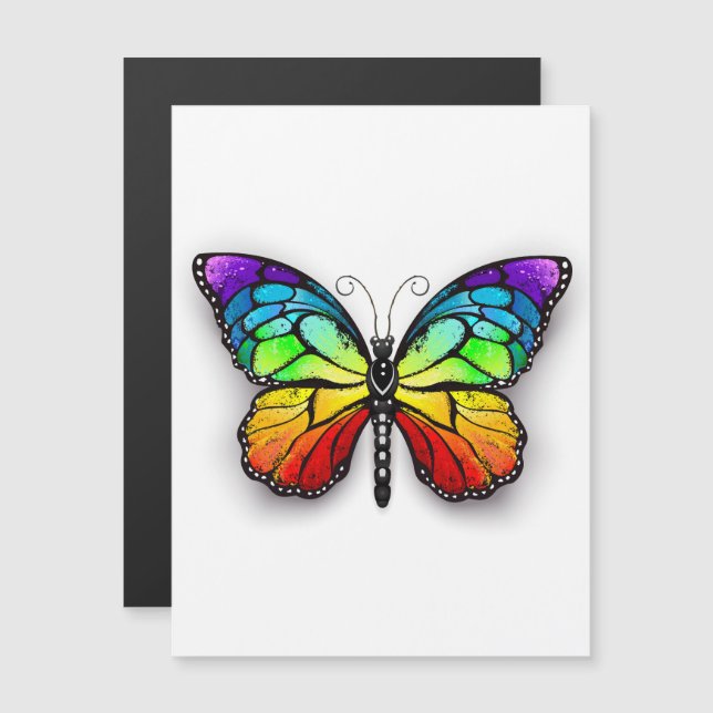 Rainbow butterfly Monarch Magnetisk Inbjudningskort (Fram/baksida)