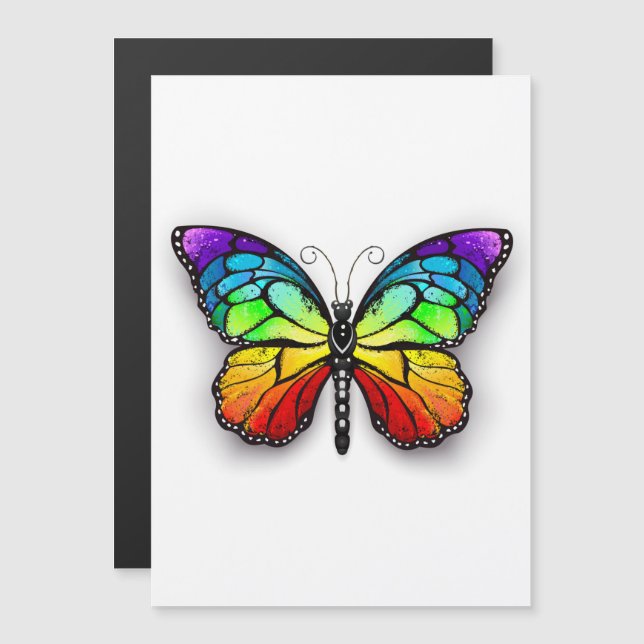 Rainbow butterfly Monarch Magnetisk Inbjudningskort (Fram/baksida)