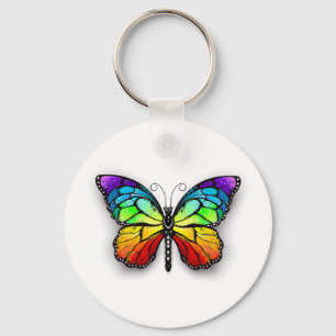 Rainbow butterfly Monarch Nyckelring