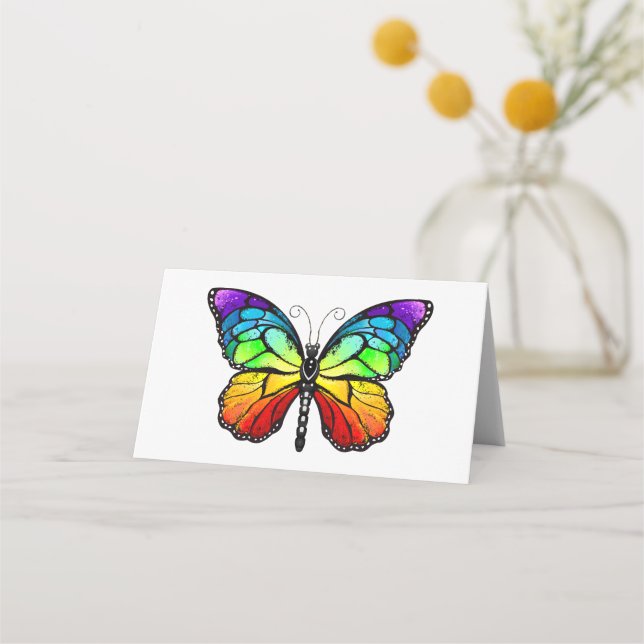 Rainbow butterfly Monarch Placeringskort (Framsida)