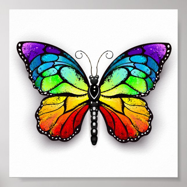 Rainbow butterfly Monarch Poster (Framsidan)