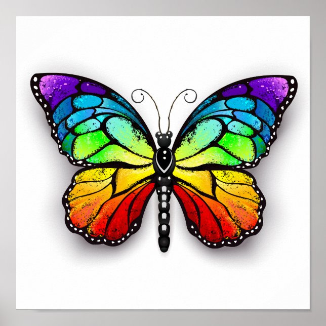 Rainbow butterfly Monarch Poster (Framsidan)
