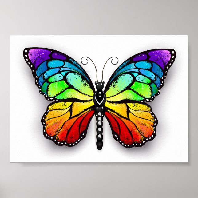 Rainbow butterfly Monarch Poster (Framsidan)