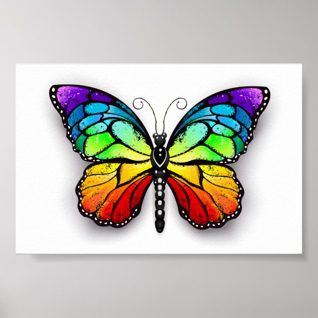 Rainbow butterfly Monarch Poster (Framsidan)