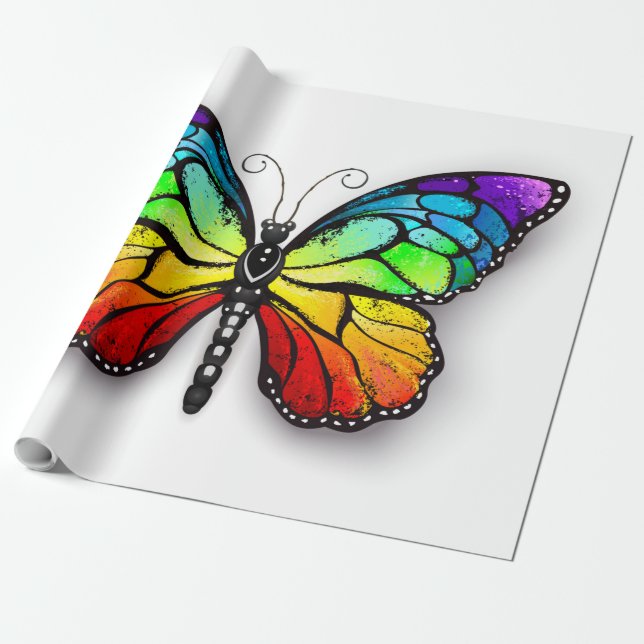 Rainbow butterfly Monarch Presentpapper (Utrullad)