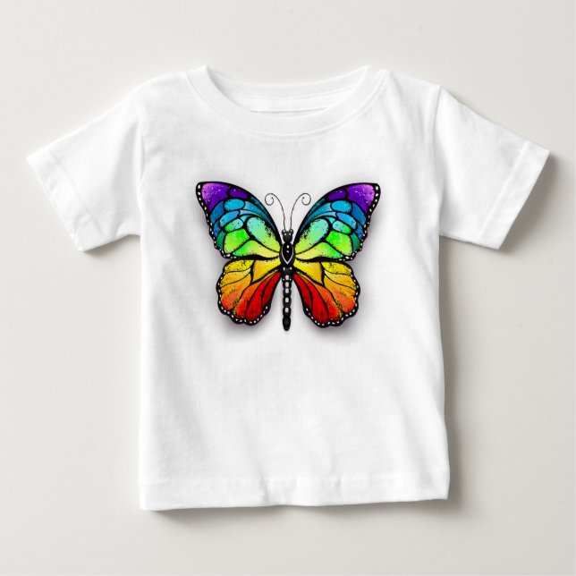 Rainbow butterfly Monarch T Shirt (Framsida)