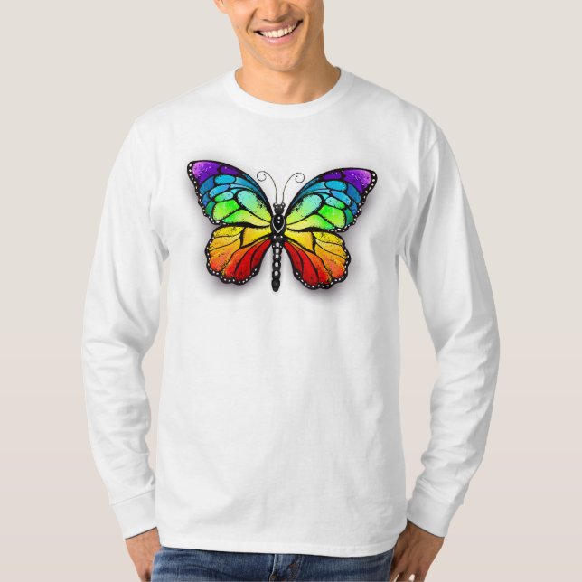 Rainbow butterfly Monarch T Shirt (Framsida)