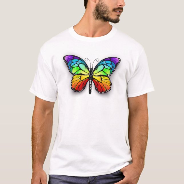 Rainbow butterfly Monarch T Shirt (Framsida)