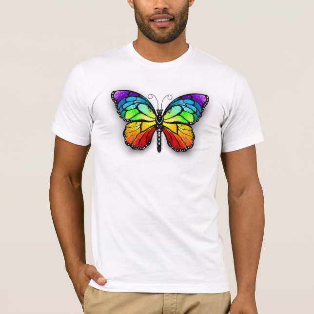 Rainbow butterfly Monarch T Shirt (Framsida)