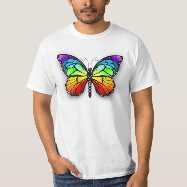 Rainbow butterfly Monarch T Shirt (Framsida)