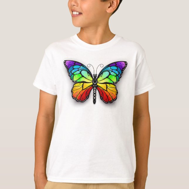Rainbow butterfly Monarch T Shirt (Framsida)