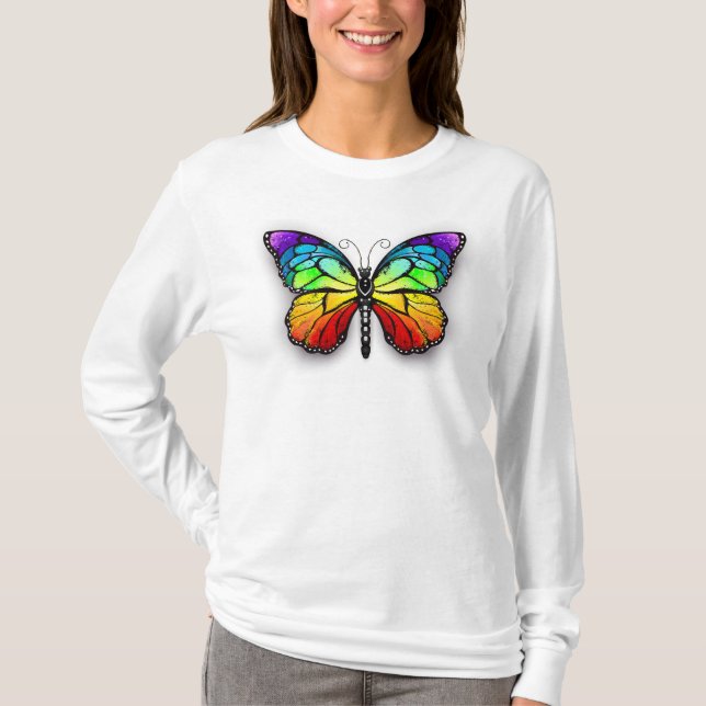 Rainbow butterfly Monarch T Shirt (Framsida)