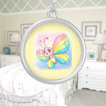 Rainbow Butterfly Necklace Silverpläterat Halsband<br><div class="desc">En söt regnbågsfjäril skapat digitalt i en tecknad vattenfärg stil. för barn och vuxnor för perfektens utformning på många trendig-produkter! Anpassa bakgrunden färg eller lägg till text!</div>