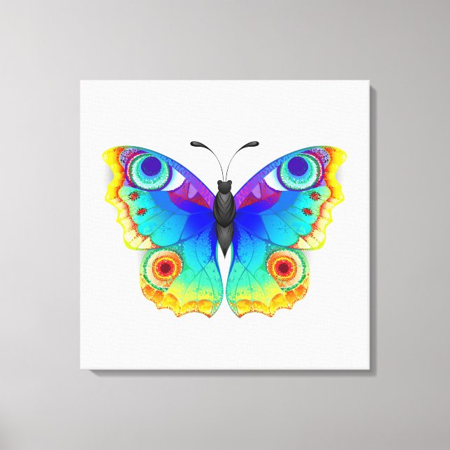 Rainbow Butterfly Peacock Öga Canvastryck (Framsida)