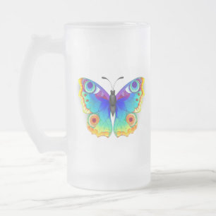 Rainbow Butterfly Peacock Öga Frostat Ölglas