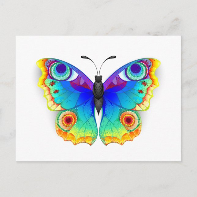 Rainbow Butterfly Peacock Öga Helg Vykort (Framsida)
