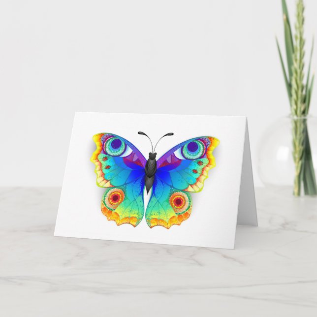 Rainbow Butterfly Peacock Öga Inbjudan (Framsida)