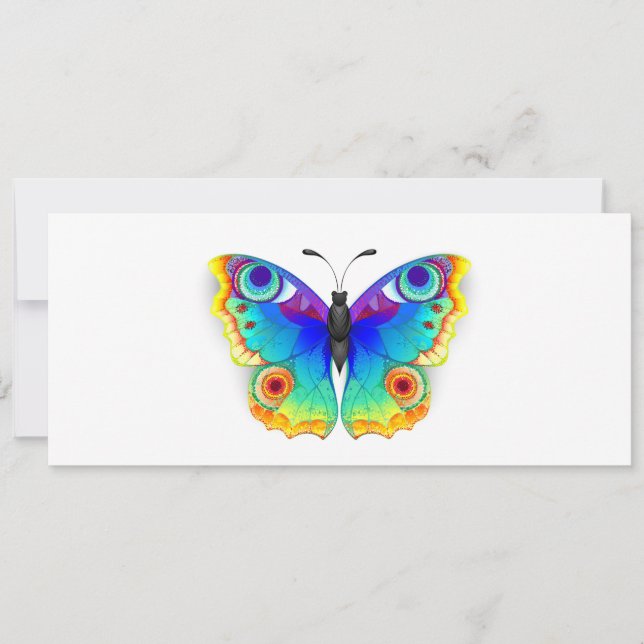 Rainbow Butterfly Peacock Öga Inbjudningar (Framsida)
