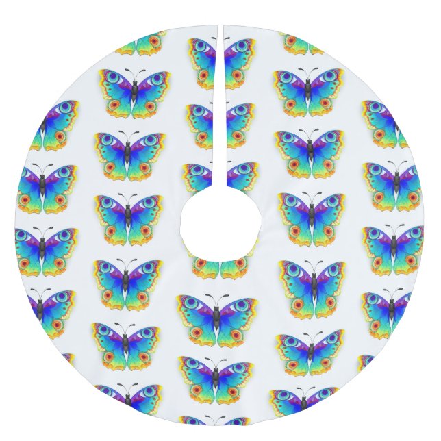 Rainbow Butterfly Peacock Öga Julgransmatta Borstad Polyester (Framsidan)