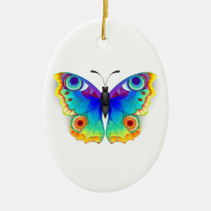 Rainbow Butterfly Peacock Öga Julgransprydnad Keramik