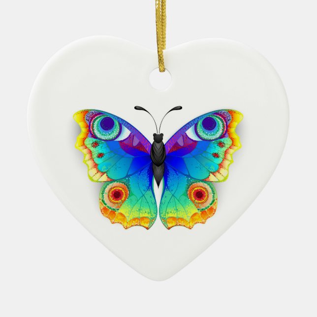 Rainbow Butterfly Peacock Öga Julgransprydnad Keramik (Framsidan)