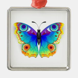 Rainbow Butterfly Peacock Öga Julgransprydnad Metall