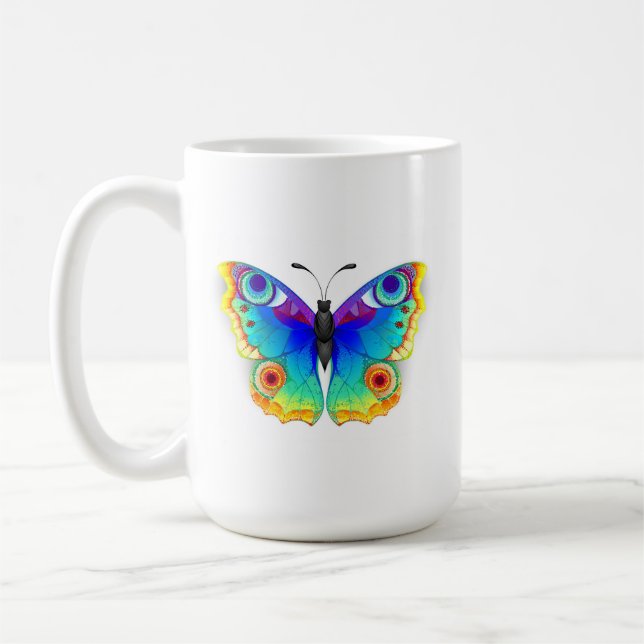 Rainbow Butterfly Peacock Öga Kaffemugg (Vänster)