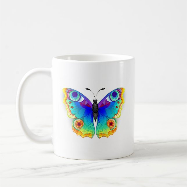 Rainbow Butterfly Peacock Öga Kaffemugg (Vänster)