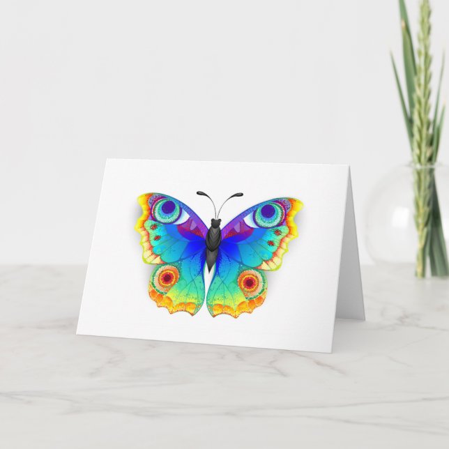 Rainbow Butterfly Peacock Öga Kort (Framsida)
