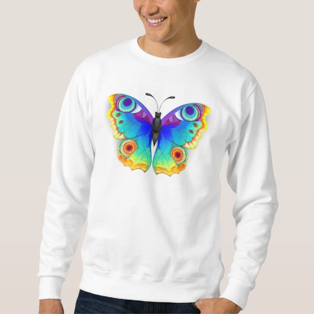 Rainbow Butterfly Peacock Öga Lång Ärmad Tröja (Framsida)