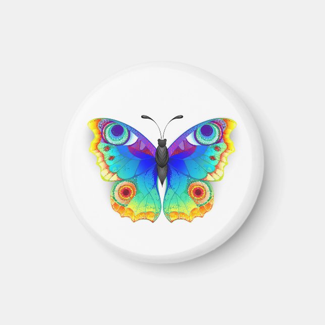 Rainbow Butterfly Peacock Öga Magnet (Framsidan)