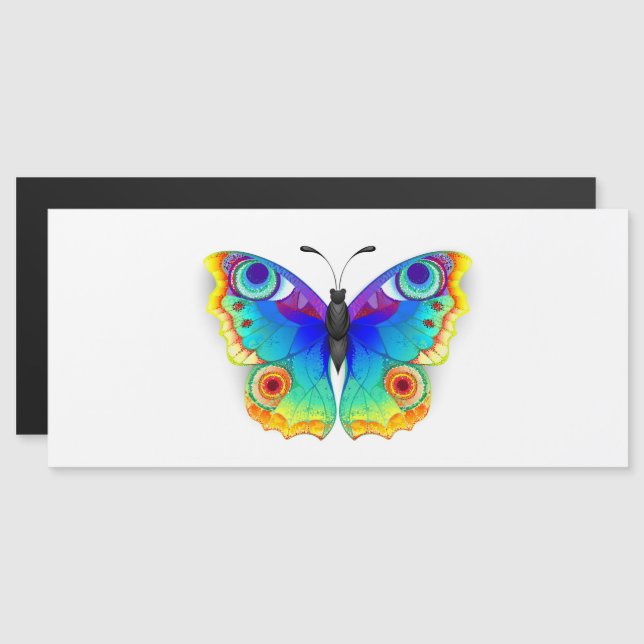 Rainbow Butterfly Peacock Öga Magnetisk Inbjudningskort (Fram/baksida)