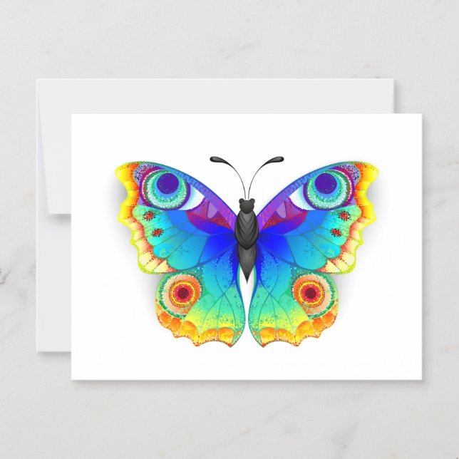 Rainbow Butterfly Peacock Öga Magnetisk Inbjudningskort (Framsida)