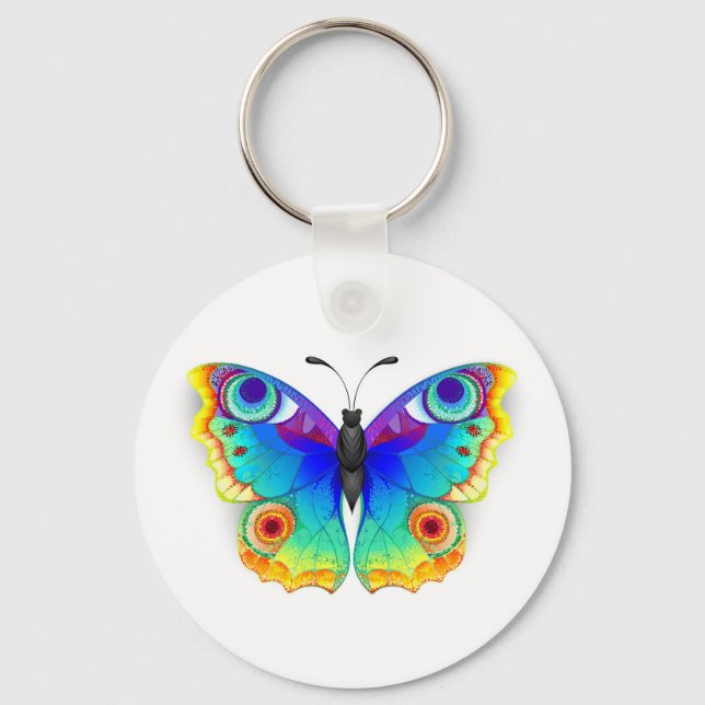 Rainbow Butterfly Peacock Öga Nyckelring (Framsida)