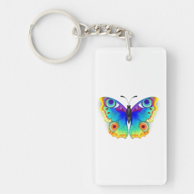 Rainbow Butterfly Peacock Öga Nyckelring (Framsidan)