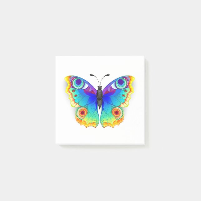 Rainbow Butterfly Peacock Öga Post-it Block (Framsida)
