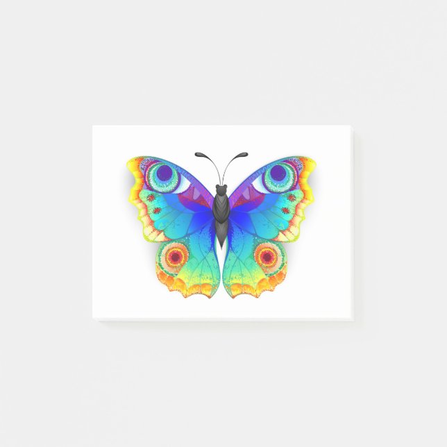 Rainbow Butterfly Peacock Öga Post-it Block (Framsida)