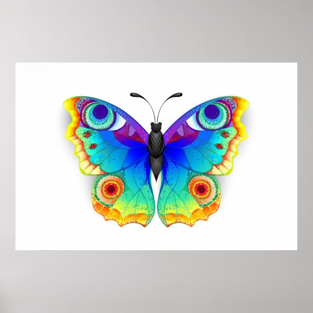 Rainbow Butterfly Peacock Öga Poster (Framsidan)