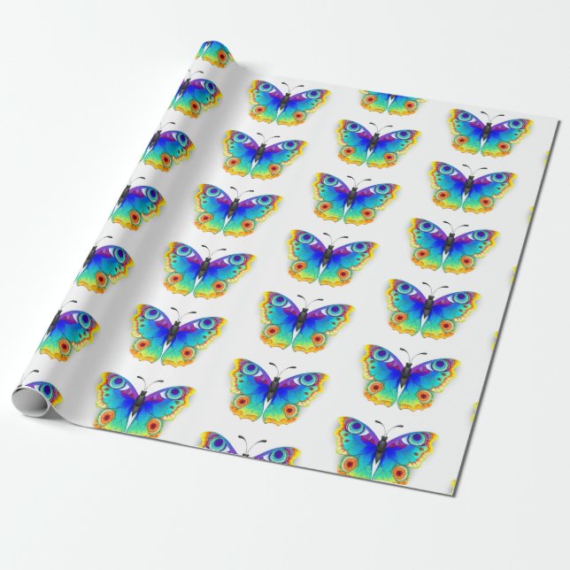Rainbow Butterfly Peacock Öga Presentpapper (Utrullad)
