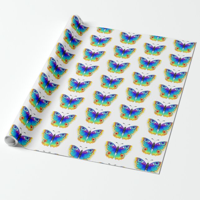 Rainbow Butterfly Peacock Öga Presentpapper (Utrullad)