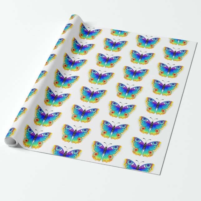 Rainbow Butterfly Peacock Öga Presentpapper (Utrullad)