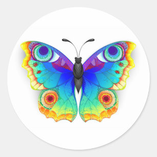 Rainbow Butterfly Peacock Öga Runt Klistermärke