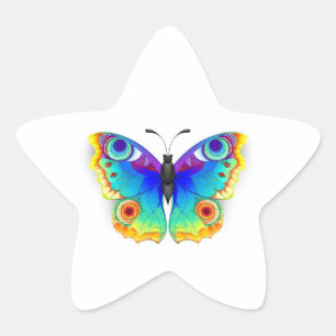 Rainbow Butterfly Peacock Öga Stjärnformat Klistermärke