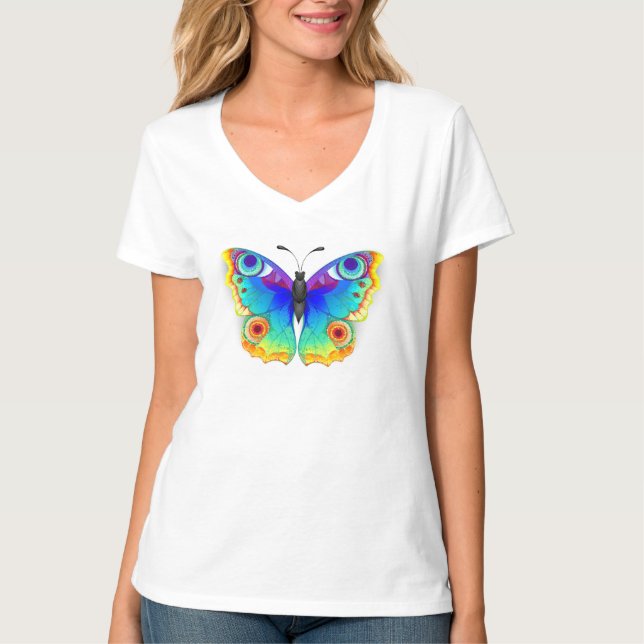 Rainbow Butterfly Peacock Öga T Shirt (Framsida)